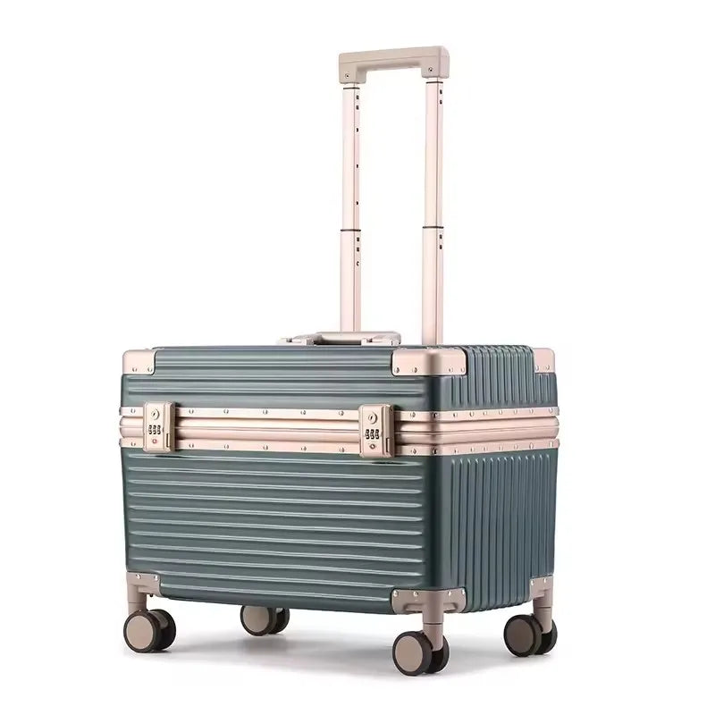 Aluminum suitcase with combination lock.