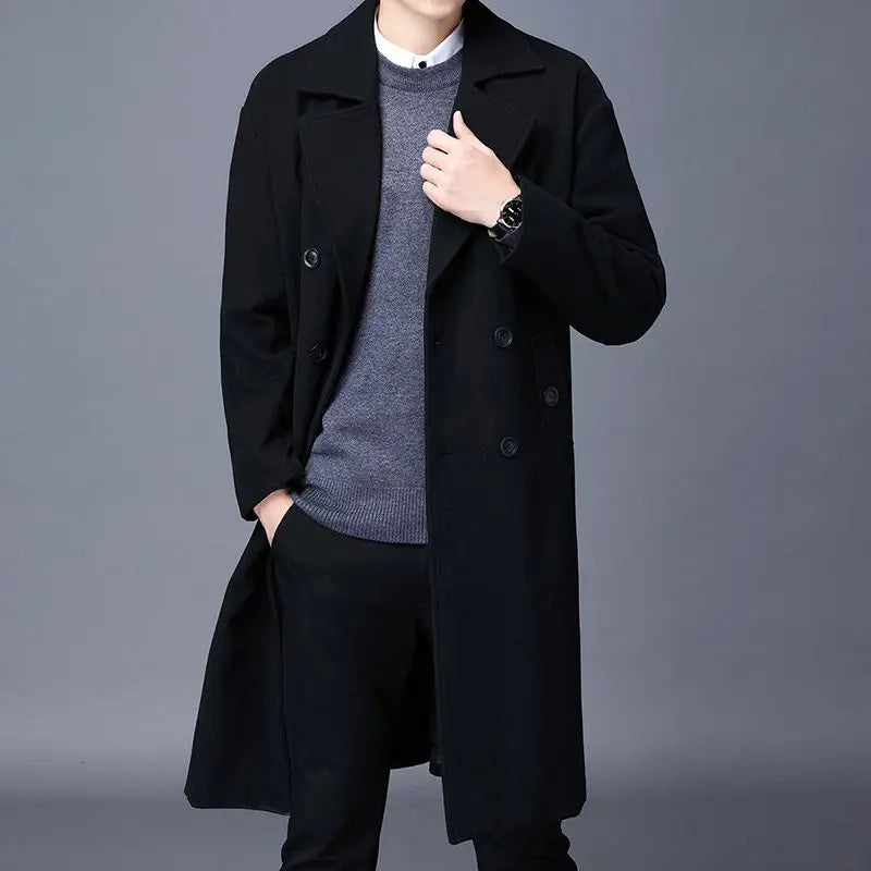 Men's Long Woolen Overcoat