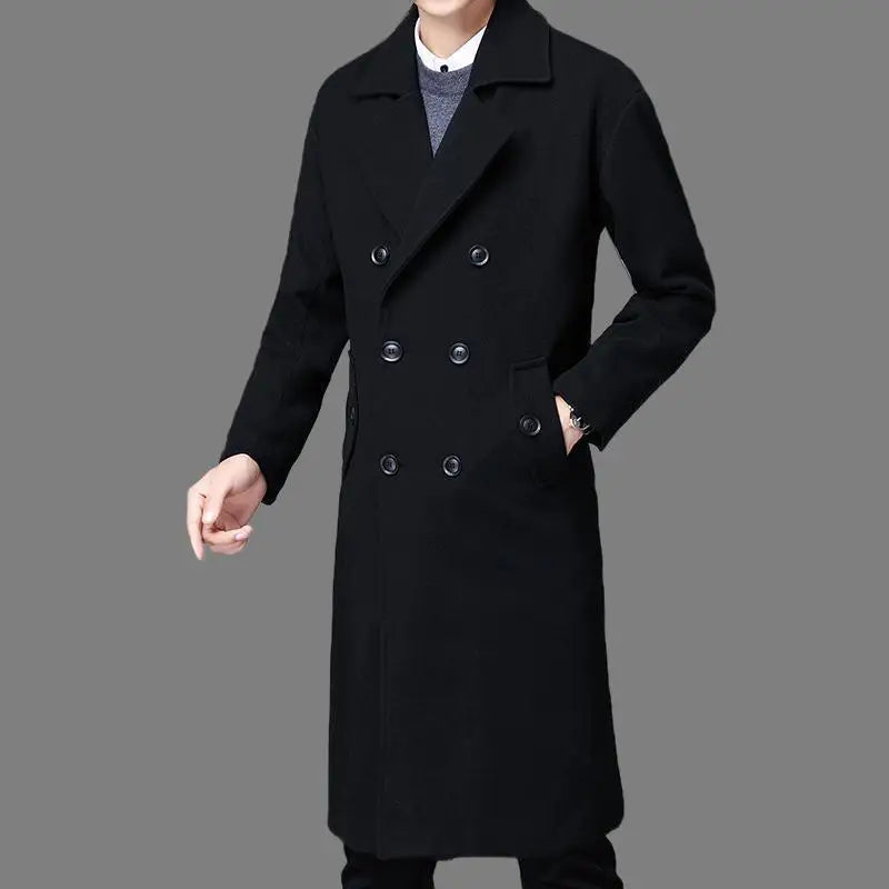 Men's Long Woolen Overcoat