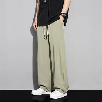 Men's loose-fitting trousers in cool silk