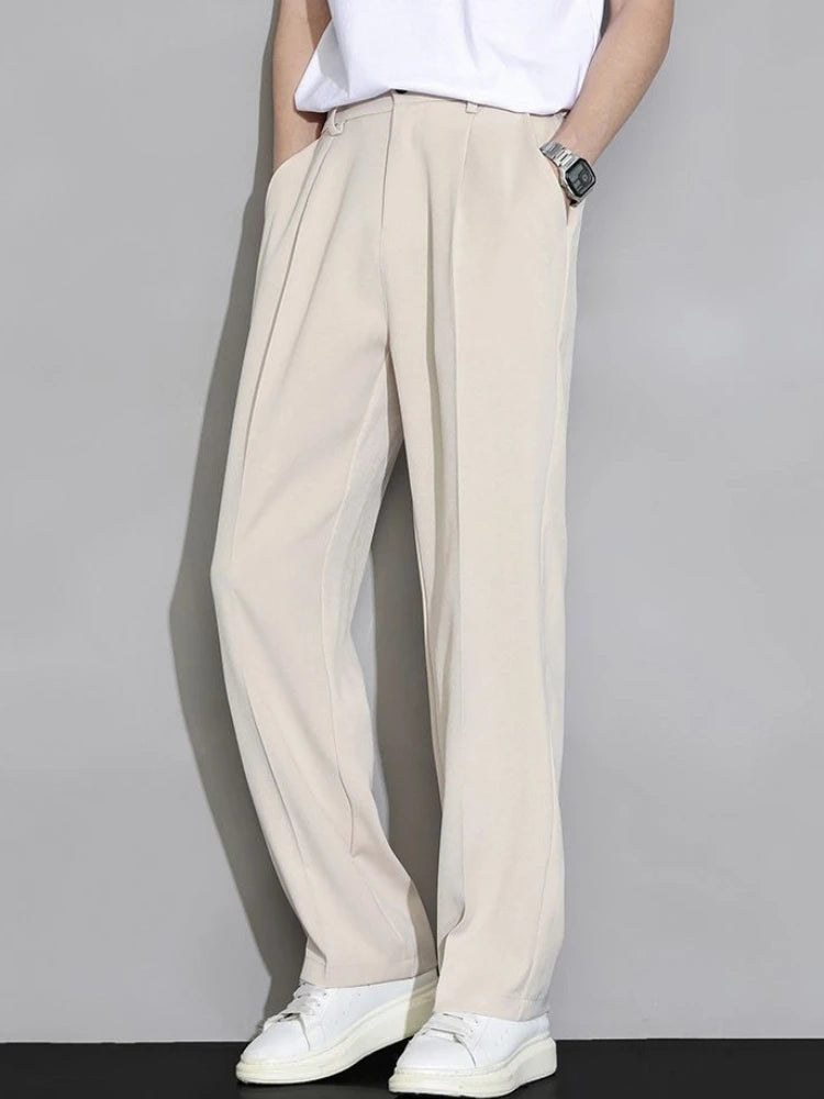 Men's straight-leg trousers made of fine silk.