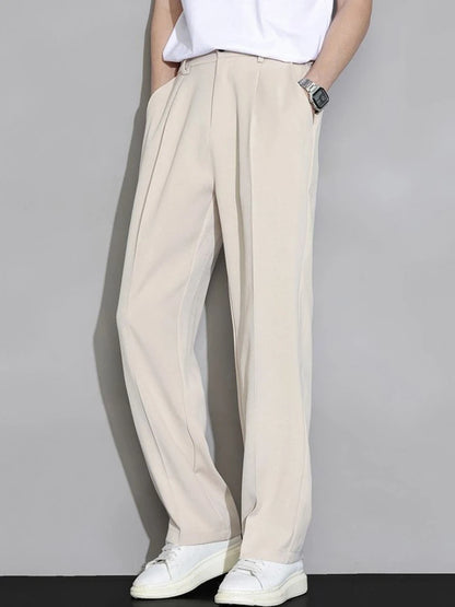 Men's straight-leg trousers made of fine silk.