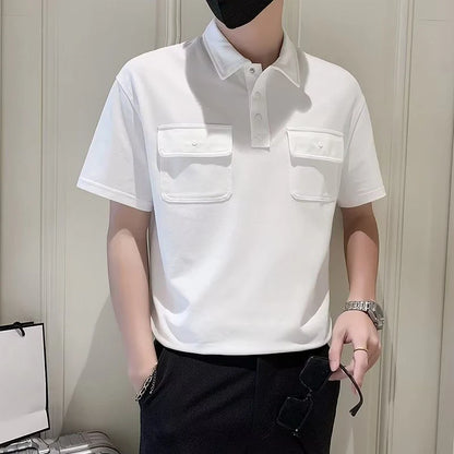 Men Polo Shirts Pocket With Collar T Shirt for Men Short Sleeve