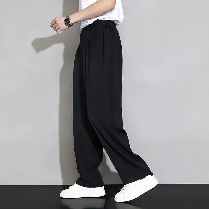 Men's straight-leg trousers made of fine silk.