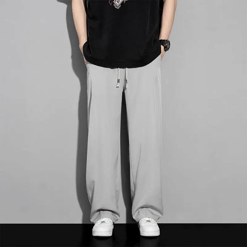 Men's loose-fitting trousers in cool silk