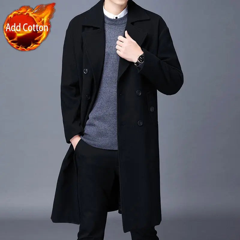 Men's Long Woolen Overcoat