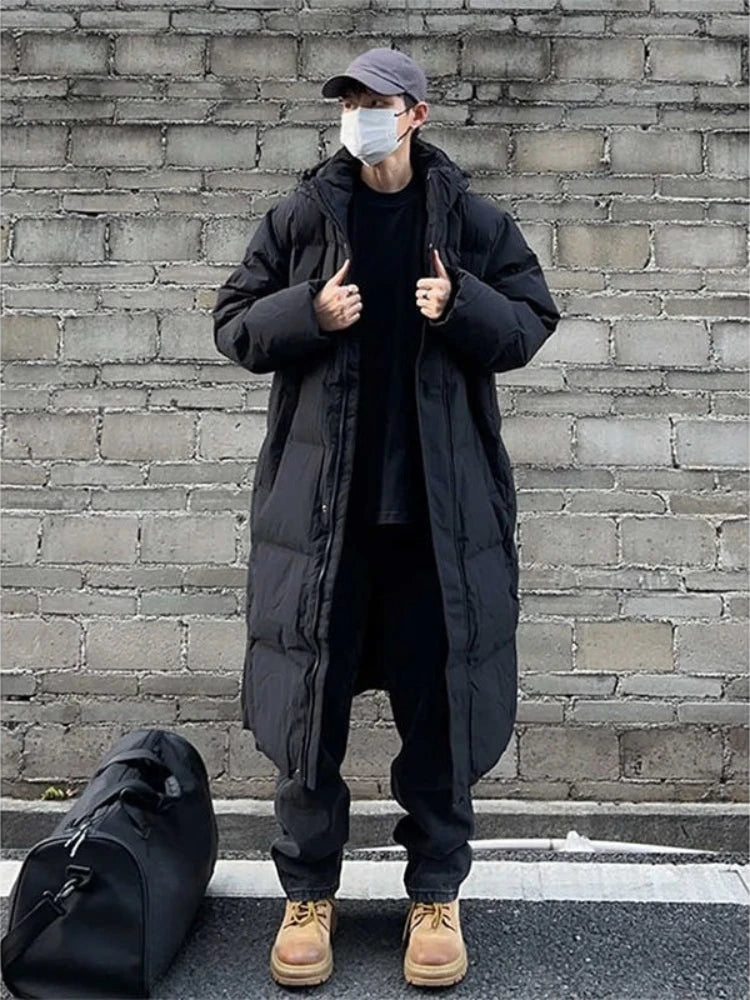 Men's Hooded Medium Long Cotton Jacket
