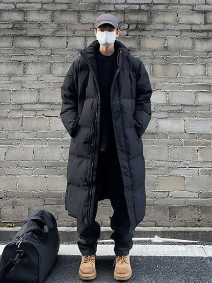 Men's Hooded Medium Long Cotton Jacket