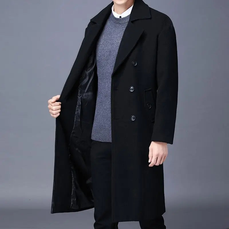 Men's Long Woolen Overcoat