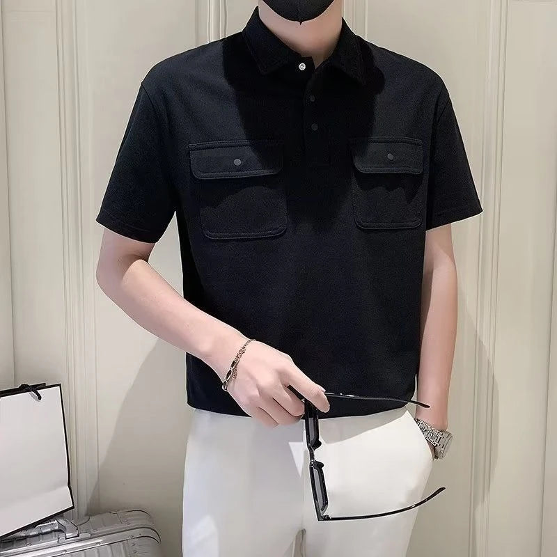 Men Polo Shirts Pocket With Collar T Shirt for Men Short Sleeve
