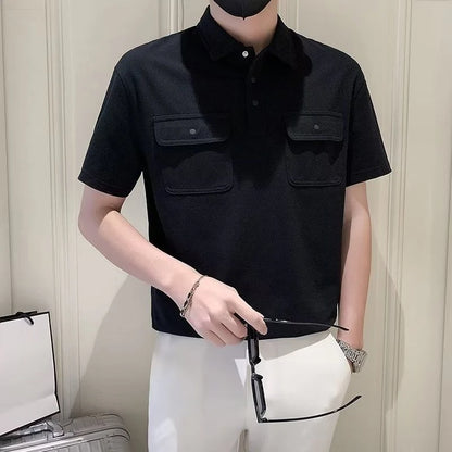 Men Polo Shirts Pocket With Collar T Shirt for Men Short Sleeve