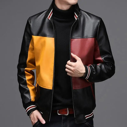 Jacket Stand Collar  Faux Leath