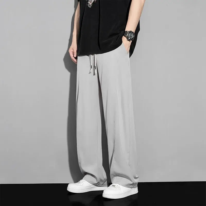 Men's loose-fitting trousers in cool silk