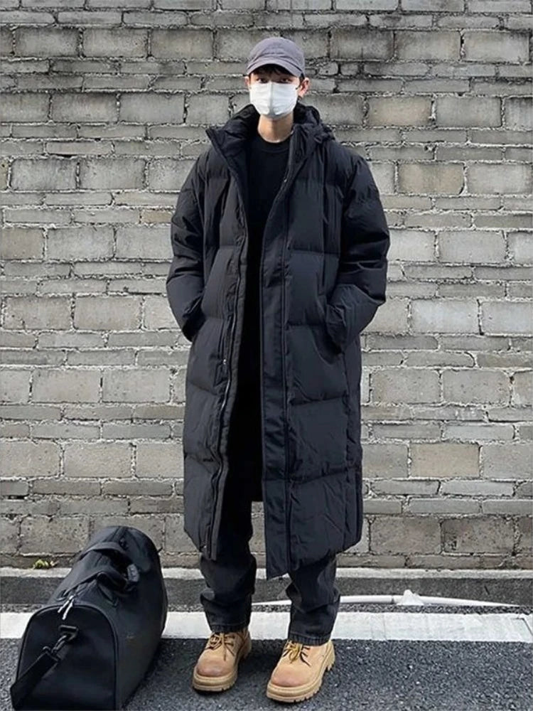 Men's Hooded Medium Long Cotton Jacket