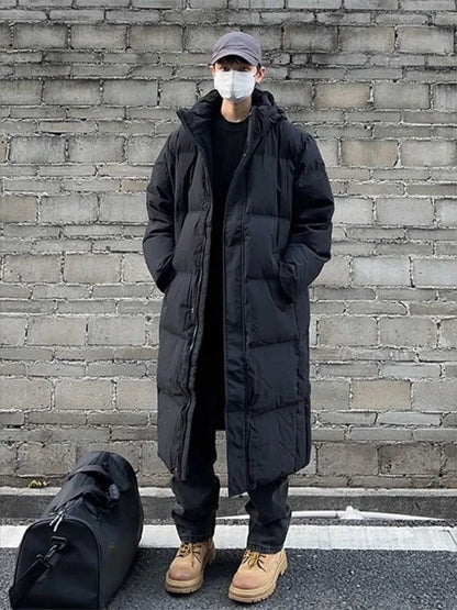 Men's Hooded Medium Long Cotton Jacket