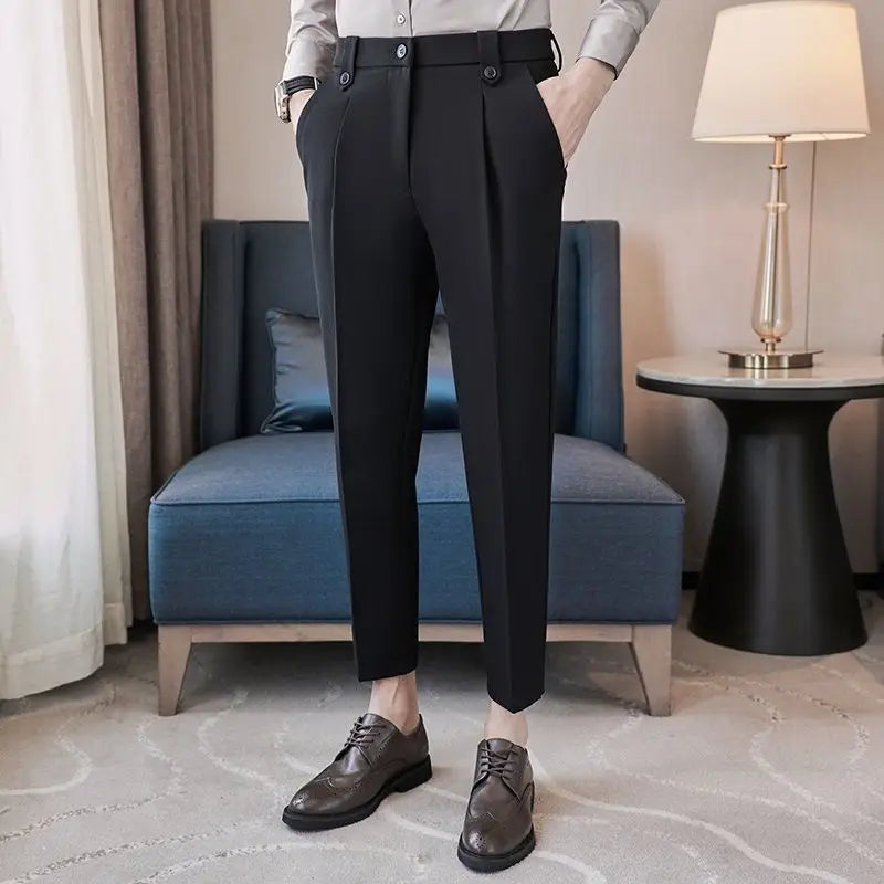 Men's slim fit cropped trousers