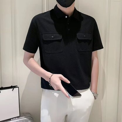 Men Polo Shirts Pocket With Collar T Shirt for Men Short Sleeve
