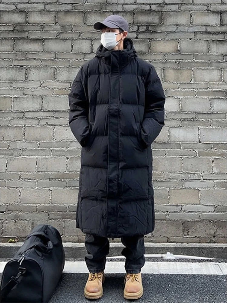 Men's Hooded Medium Long Cotton Jacket