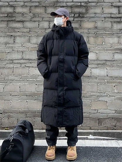 Men's Hooded Medium Long Cotton Jacket