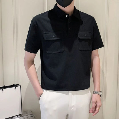 Men Polo Shirts Pocket With Collar T Shirt for Men Short Sleeve