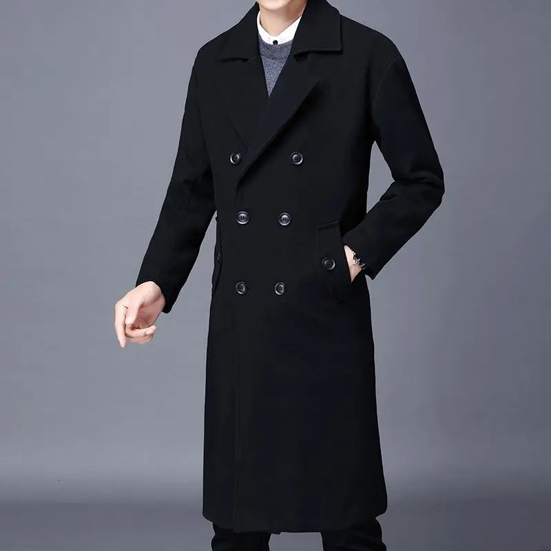 Men's Long Woolen Overcoat