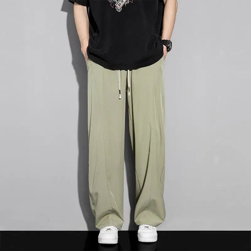 Men's loose-fitting trousers in cool silk