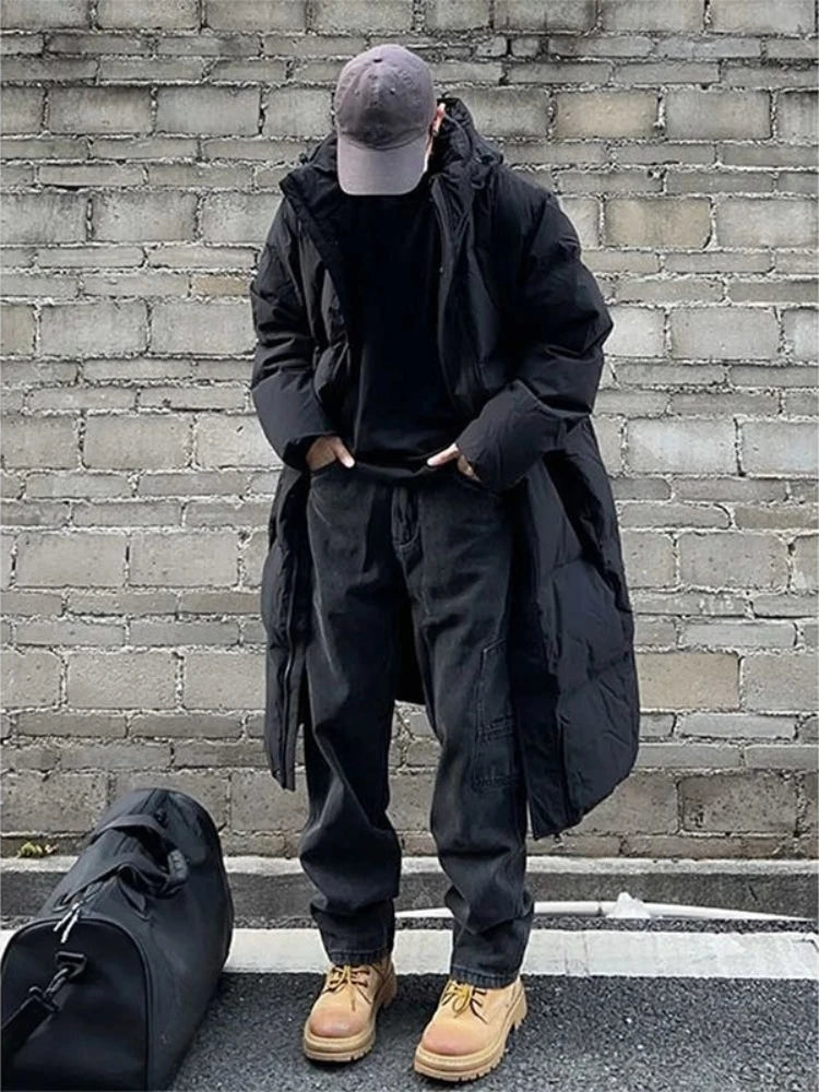 Men's Hooded Medium Long Cotton Jacket