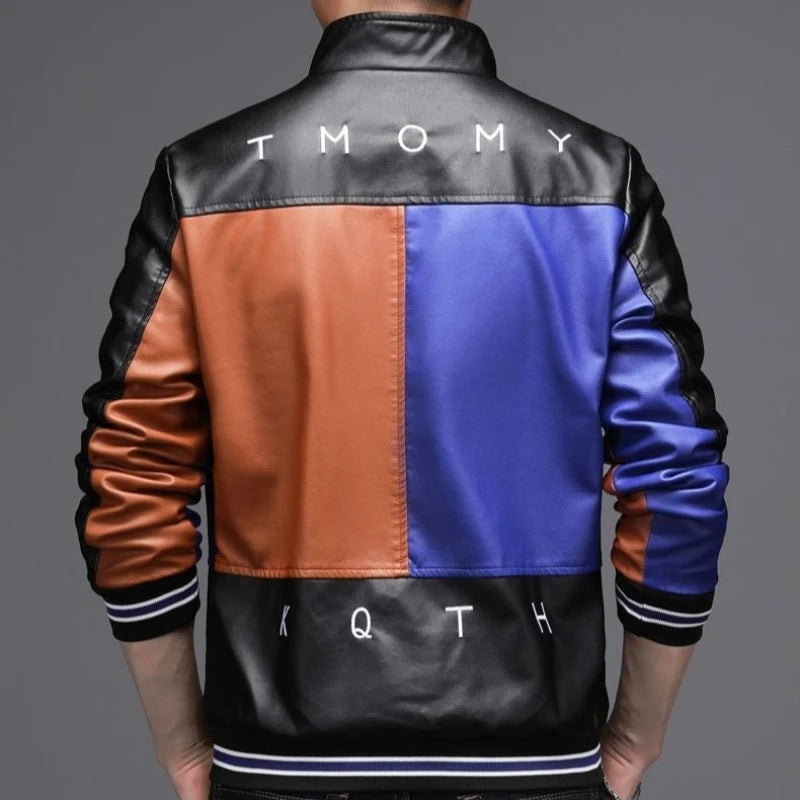 Jacket Stand Collar  Faux Leath