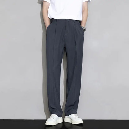 Men's straight-leg trousers made of fine silk.